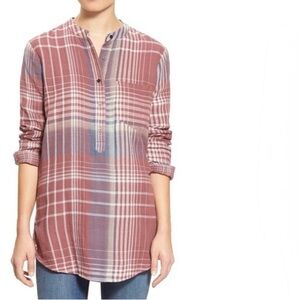 Treasure & Bond Plaid Tunic Pullover Buffalo Check Country Blouse L